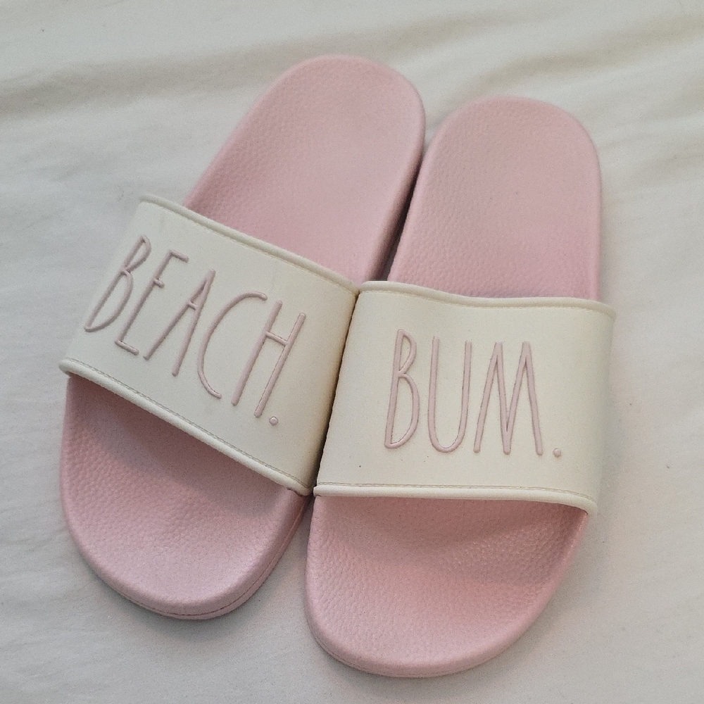Pink and White Beach Bum Slides